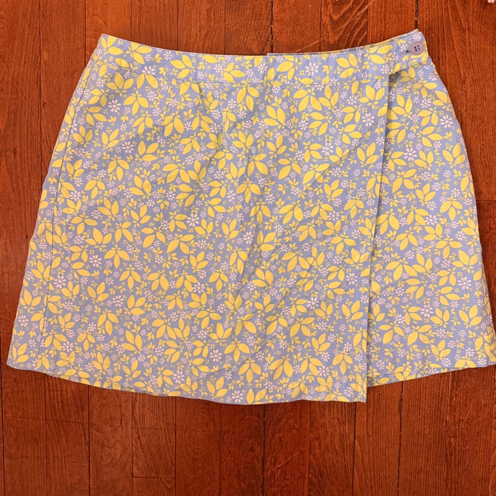 Y2K Liz Claiborne Blue & Yellow Floral Skirt with pockets